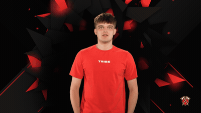 Man In Red Shirt Flexing Muscles GIF