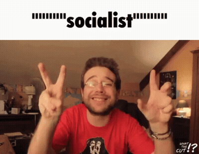 Man In Red Shirt Giving Peace Sign Socialist GIF