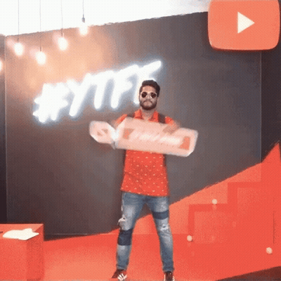 Man In Red Shirt Holding Coca Cola Bottle YouTube Logo GIF