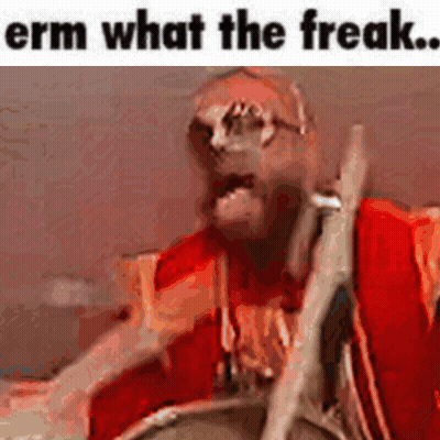 Man In Red Shirt Holding Drum Stick In Mouth Screaming GIF