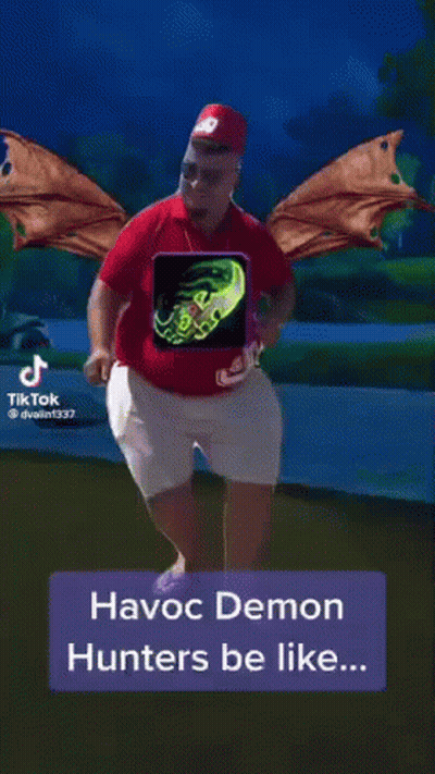 Man In Red Shirt Holding Havoc Demon Hunters Picture GIF
