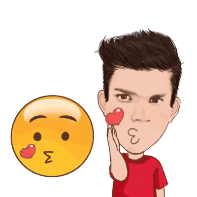 Man In Red Shirt Holding Heart Sticker