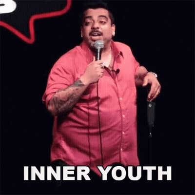 Man In Red Shirt Holding Microphone Inner Youth GIF