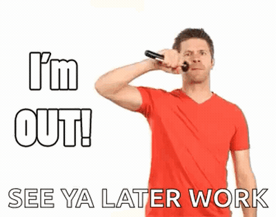 Man In Red Shirt Holding Microphone Saying I'm Out GIF