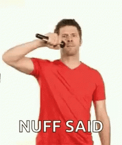 Man In Red Shirt Holding Microphone Saying Nuff Said GIF