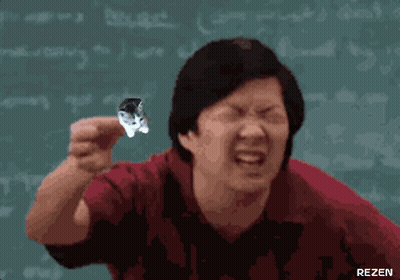 Man In Red Shirt Holding Paper At Blackboard With Rezen GIF