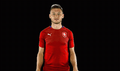 Man In Red Shirt Holding Scarf Saying Czech Republic GIF