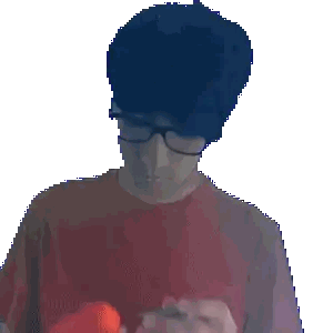 Man In Red Shirt Holding Star Object Sticker