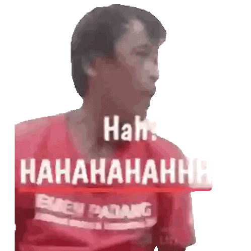 Man In Red Shirt Laughing With Hah Sticker