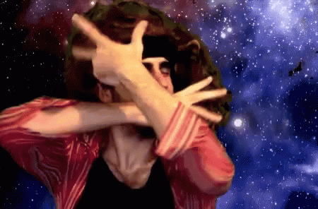 Man In Red Shirt Making Funny Face With Hands GIF