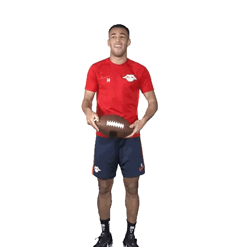 Man In Red Shirt Number 14 Kicking Football Sticker