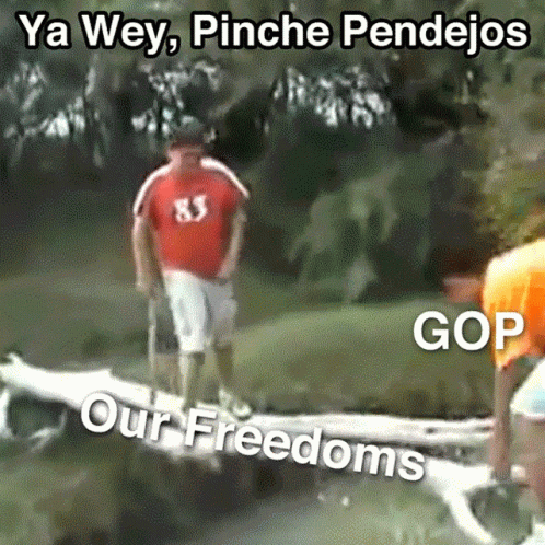 Man In Red Shirt Number 83 Standing On Log GIF