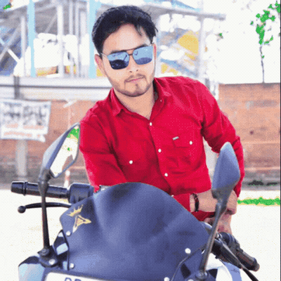 Man in Red Shirt on Motorcycle License Plate DS