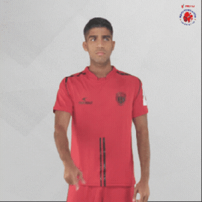 Man In Red Shirt Pointing At Mouth GIF