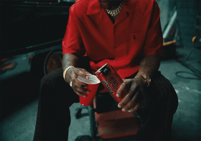 Man In Red Shirt Pouring Dr Pepper GIF
