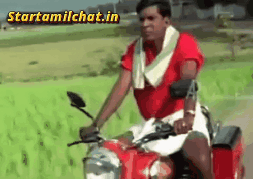 Man In Red Shirt Riding Motorcycle GIF