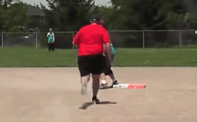 Man In Red Shirt Running On Baseball Field GIF