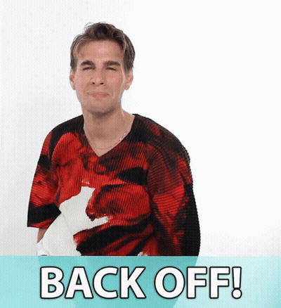 Man In Red Shirt Saying Back Off GIF