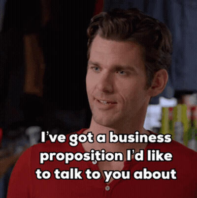 Man In Red Shirt Saying Business Proposition GIF