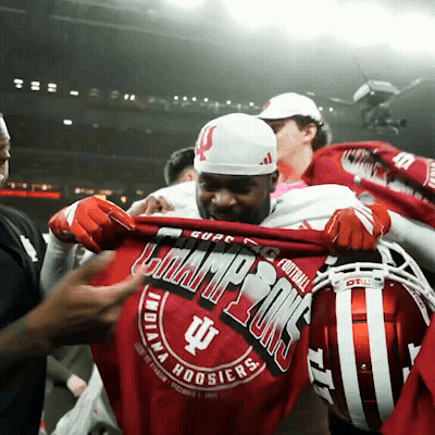 Man In Red Shirt Saying Champions GIF
