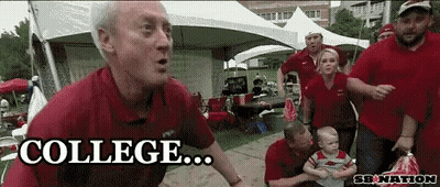 Man In Red Shirt Saying College GIF