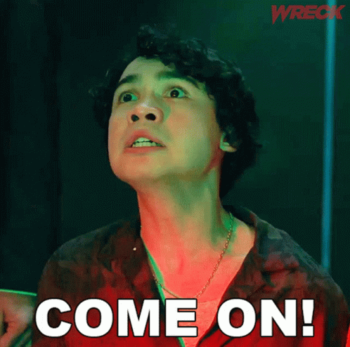 Man In Red Shirt Saying Come On GIF