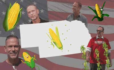 Man In Red Shirt Saying Cowboys In Front Of American Flag GIF