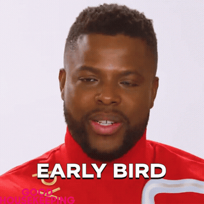 Man In Red Shirt Saying Early Bird GIF