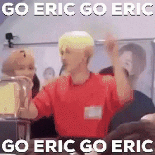 Man In Red Shirt Saying Go Eric Go Eric GIF