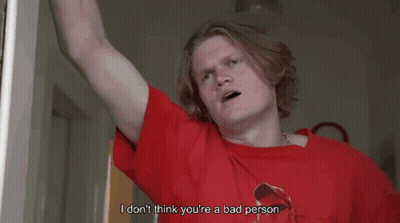 Man In Red Shirt Saying I Don't Think You're A Bad Person GIF