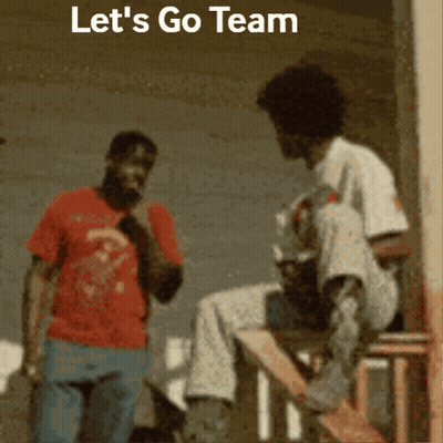 Man In Red Shirt Saying Let's Go Team GIF