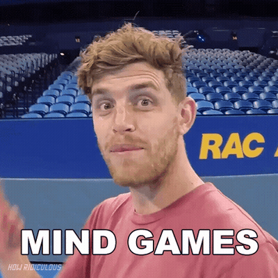 Man In Red Shirt Saying Mind Games GIF