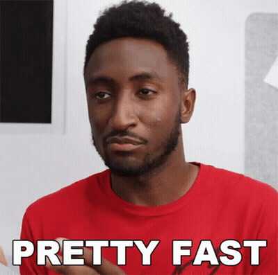 Man In Red Shirt Saying Pretty Fast GIF