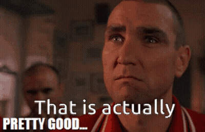 Man In Red Shirt Saying That Is Actually Pretty Good Pretty Damn Good GIF