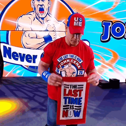 Man In Red Shirt Saying The Last Time Is Now GIF