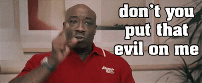 Man In Red Shirt Says Don't You Put That Evil On Me GIF