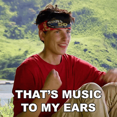 Man In Red Shirt Says That's Music To My Ears GIF