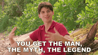 Man In Red Shirt Sitting With You Get The Man The Myth The Legend GIF