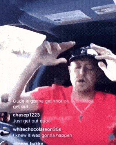 Man In Red Shirt Sleeping In Driver Seat GIF