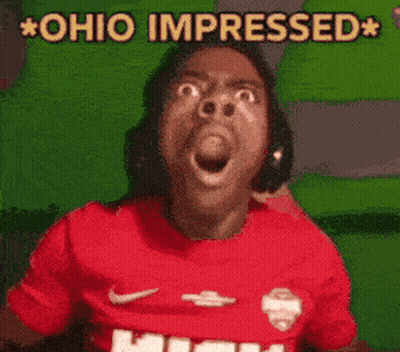 Man In Red Shirt Surprised Ohio Impressed GIF