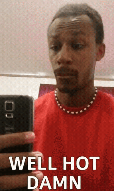 Man In Red Shirt Taking Selfie Well Hot Damn GIF