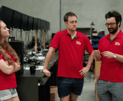Man in Red Shirt with Delta