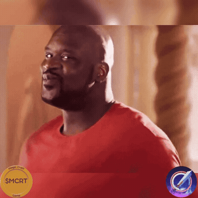 Man In Red Shirt With Gold Coin Saying $ MCRT GIF