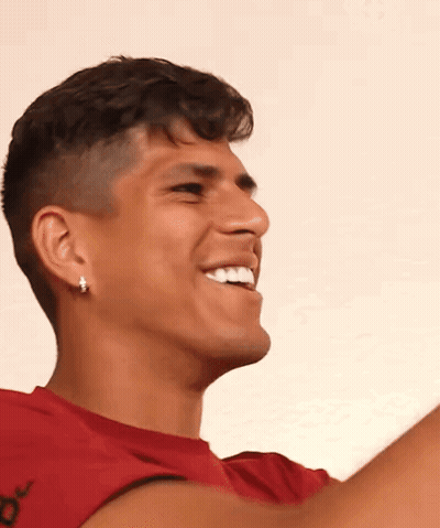 Man In Red Shirt With Letter O GIF