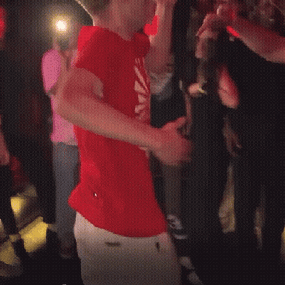 Man In Red Shirt With Sun Dancing GIF