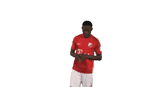 Man In Red Shirt With T Sticker