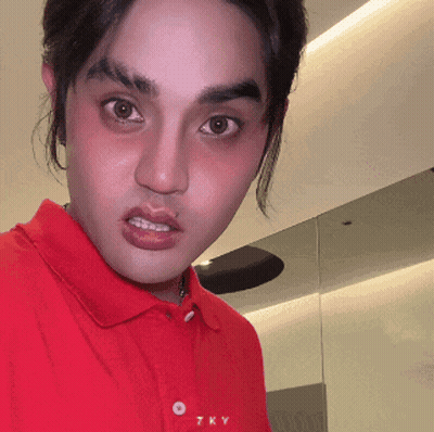 Man In Red Shirt With TKV GIF