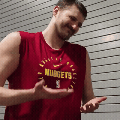 Man In Red Sleeveless Shirt Saying Nuggets GIF