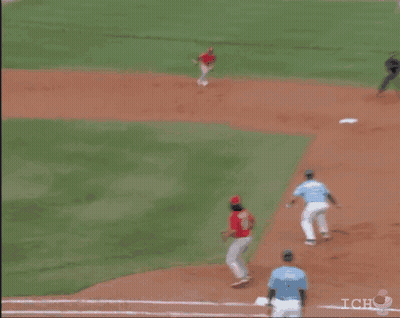 Man In Red Sox Jersey With Scoreboard GIF