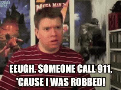Man In Red Striped Shirt Says Eeugh Someone Call 911 Cause I Was Robbed GIF